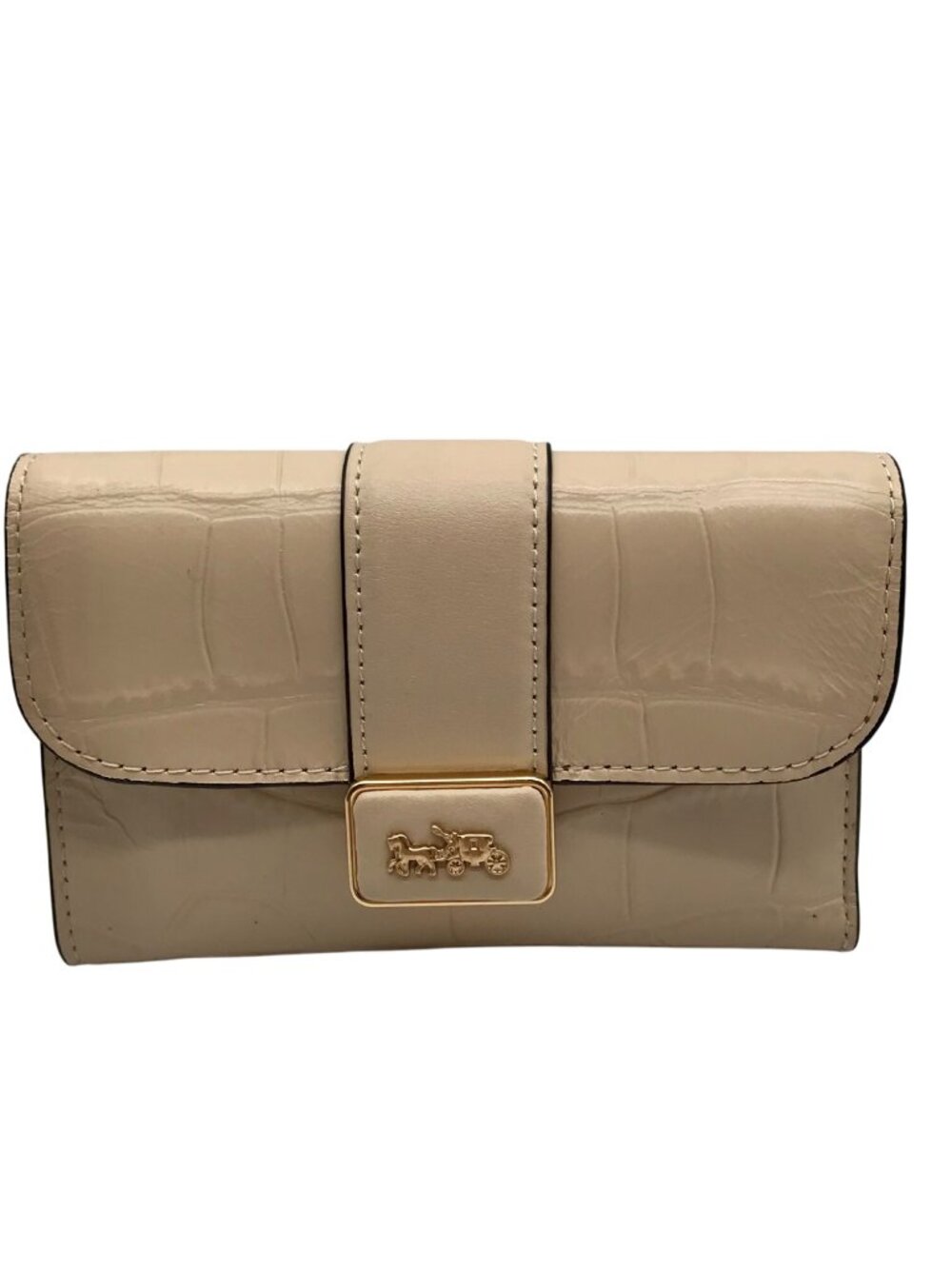 Coach Beige Embossed Leather Grace Wallet